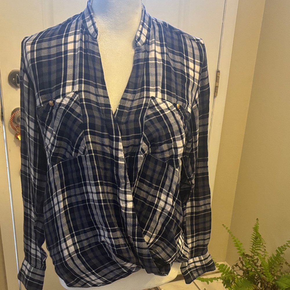 Polo Ralph Lauren Navy and White Plaid Button Down Shirt